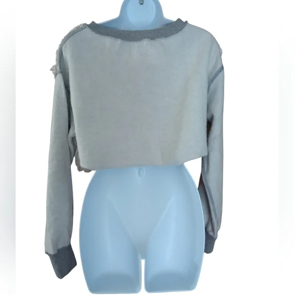 BDG Urban Outfitters Crochet Gray Cropper Pullover Sweater - Picture 4 of 8